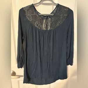 Maurices Navy Lace Detail Blouse